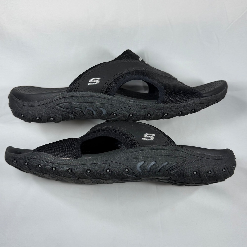 Skechers Outdoor Lifestyle Black Slide Sandals Leather Textile 47101 BBK US 9 - Picture 7 of 10